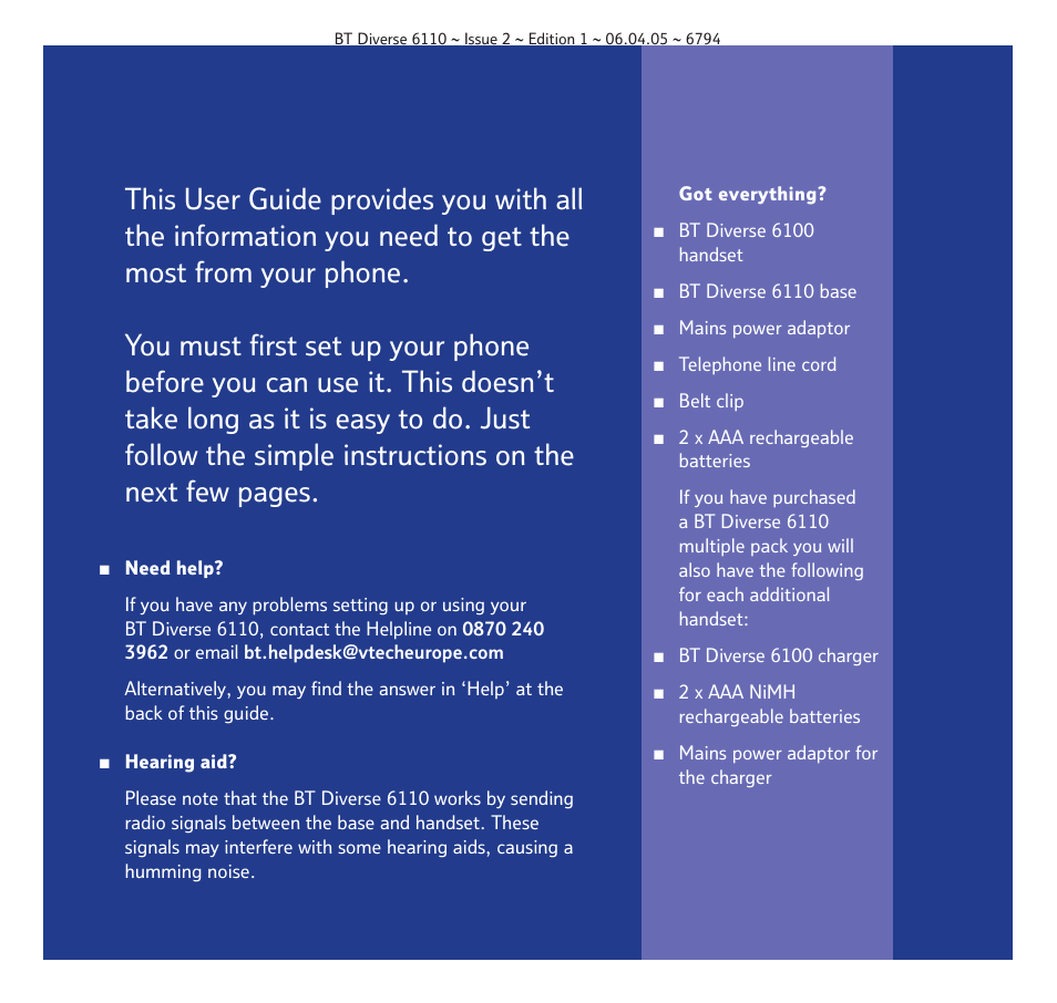 BT Diverse 6110 User Manual | Page 3 / 74