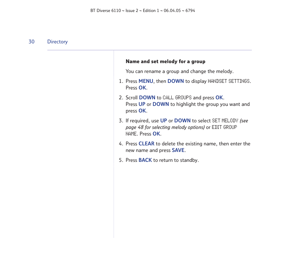 BT Diverse 6110 User Manual | Page 30 / 74