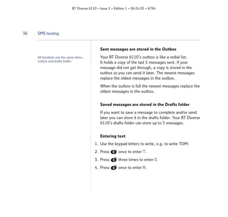 BT Diverse 6110 User Manual | Page 36 / 74