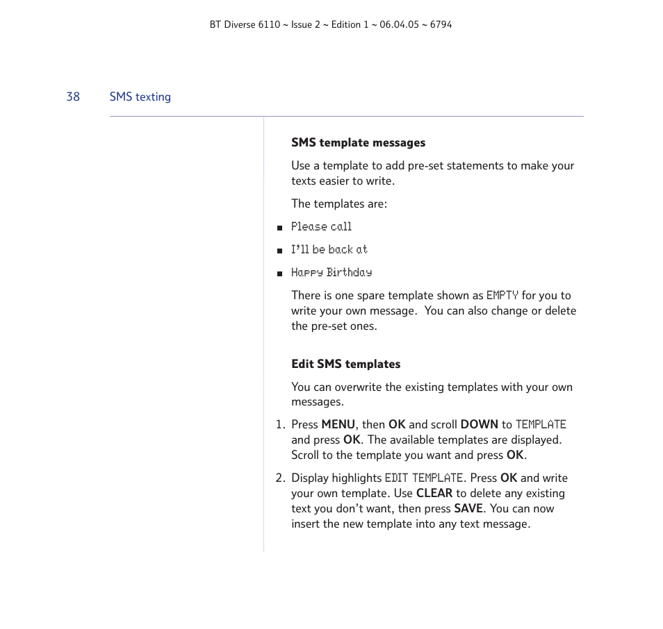BT Diverse 6110 User Manual | Page 38 / 74