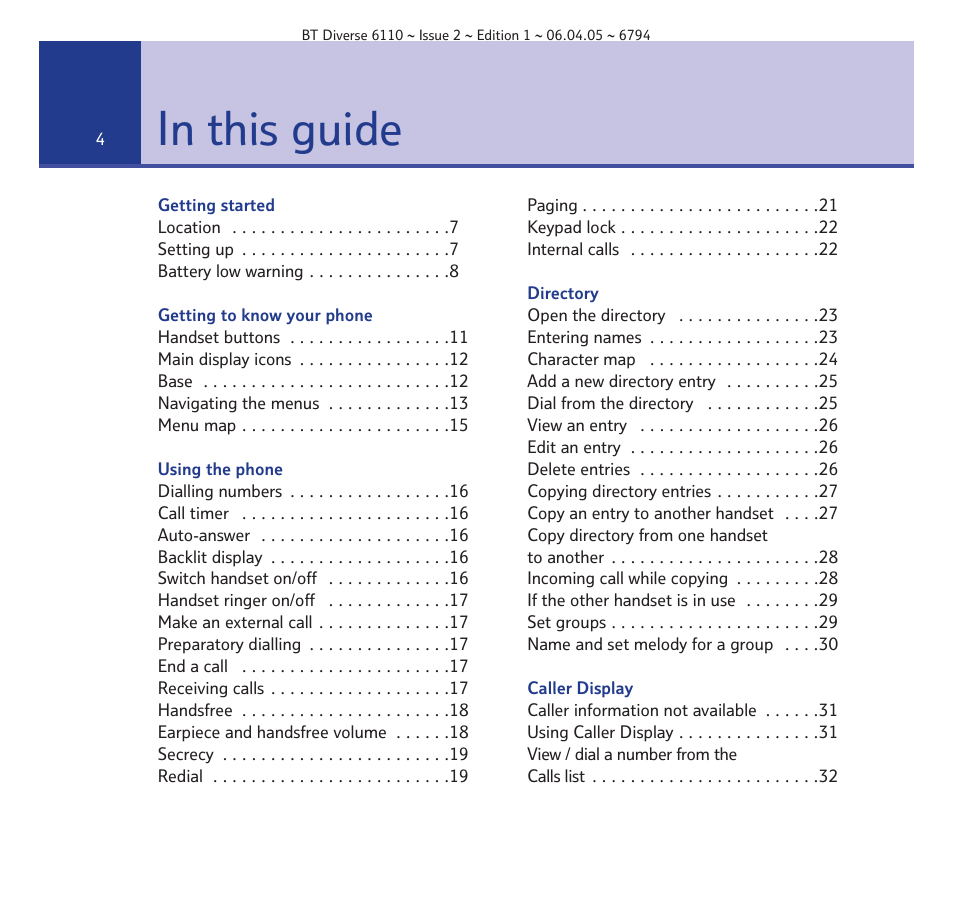 BT Diverse 6110 User Manual | Page 4 / 74