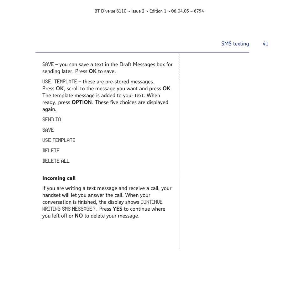 BT Diverse 6110 User Manual | Page 41 / 74