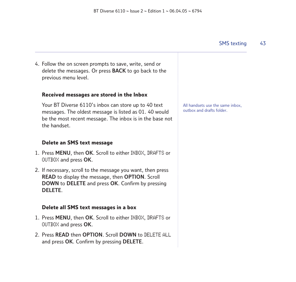 BT Diverse 6110 User Manual | Page 43 / 74