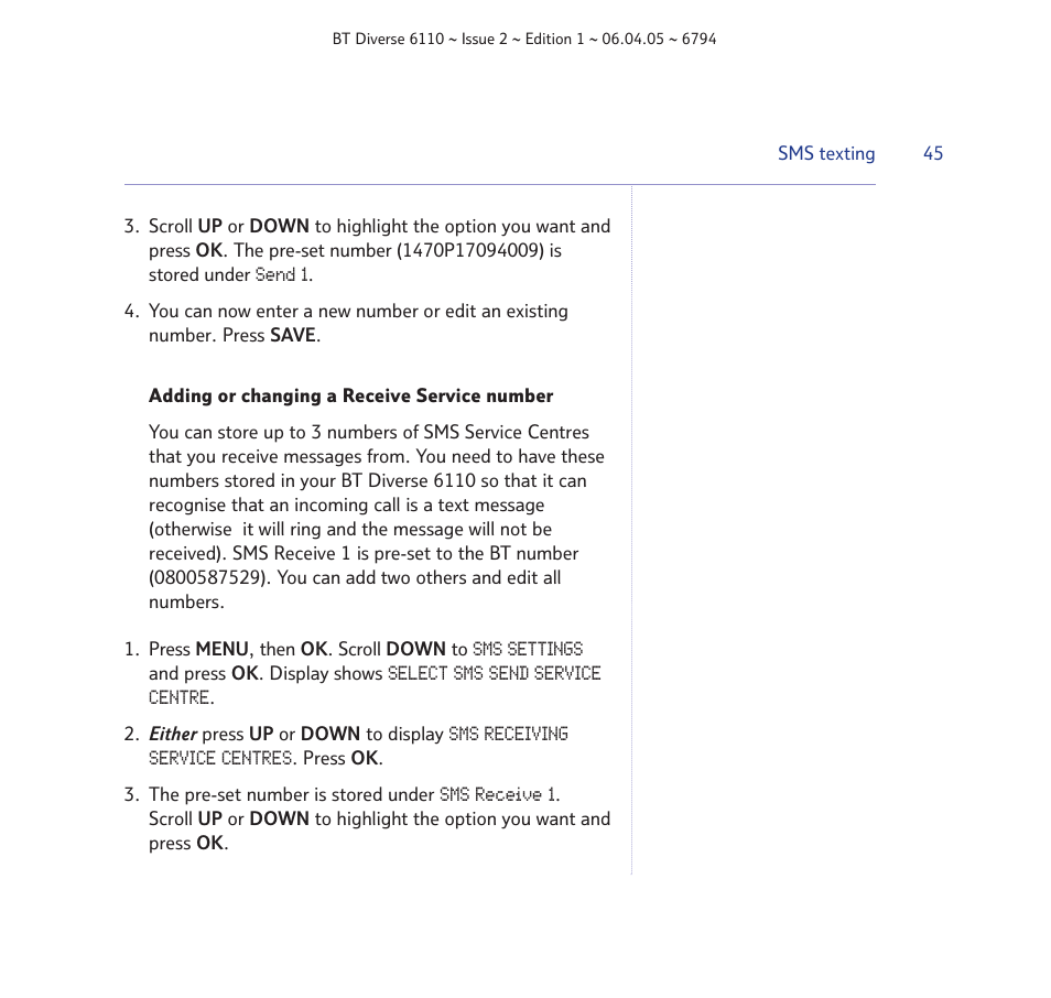 BT Diverse 6110 User Manual | Page 45 / 74