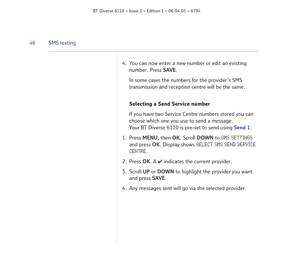 BT Diverse 6110 User Manual | Page 46 / 74