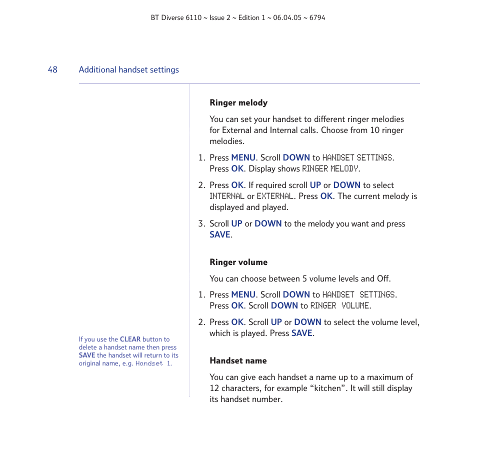 BT Diverse 6110 User Manual | Page 48 / 74