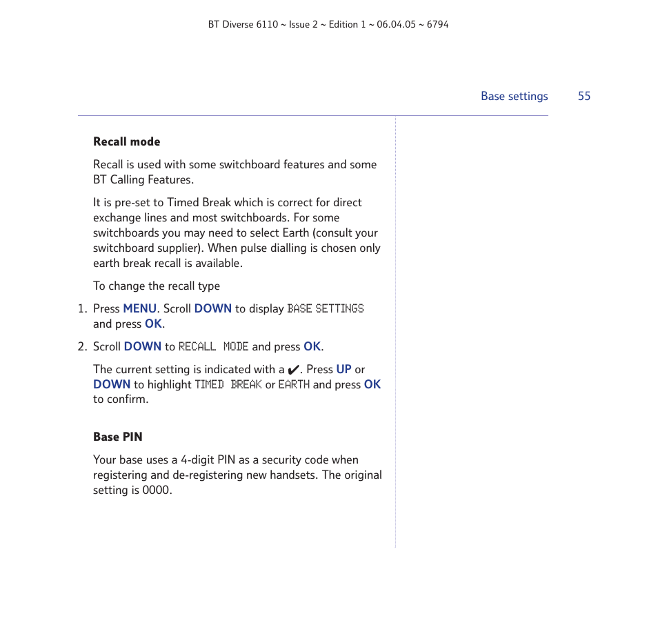 BT Diverse 6110 User Manual | Page 55 / 74