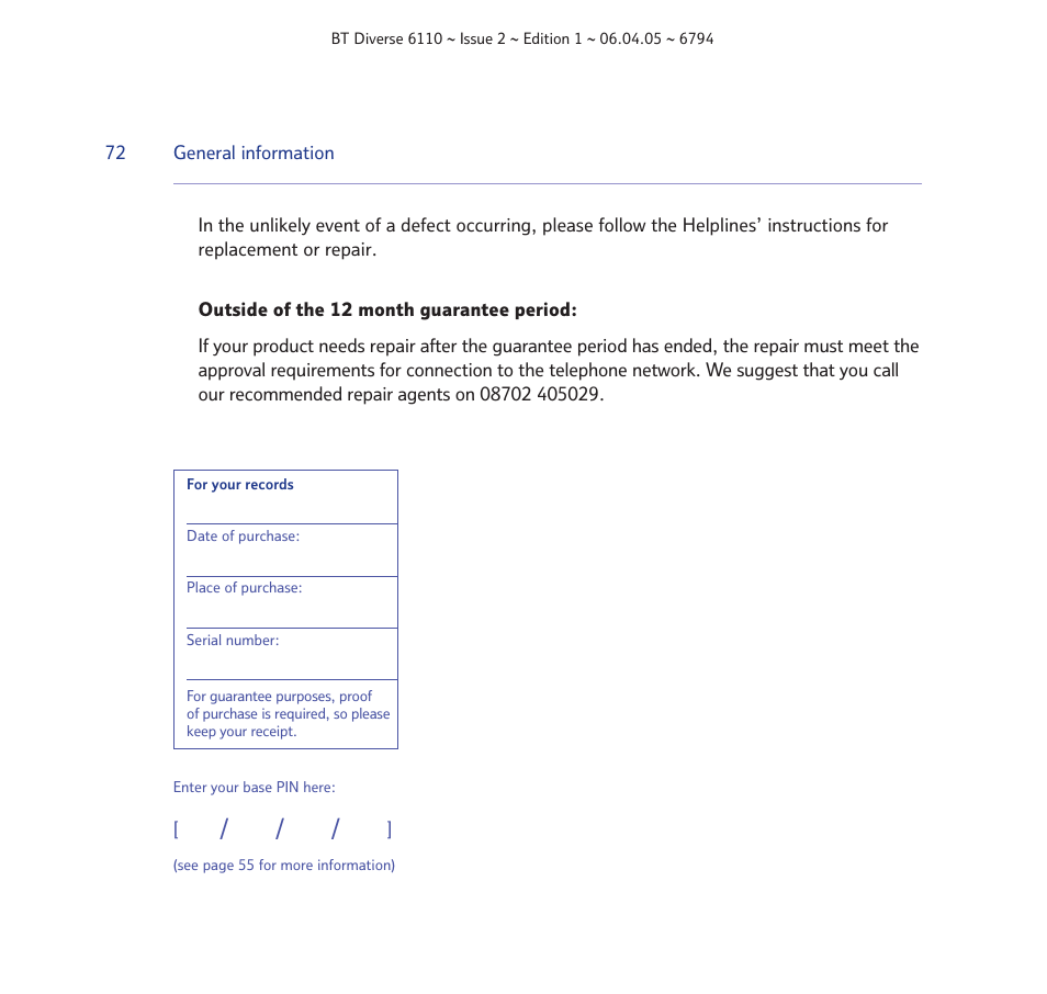 BT Diverse 6110 User Manual | Page 72 / 74