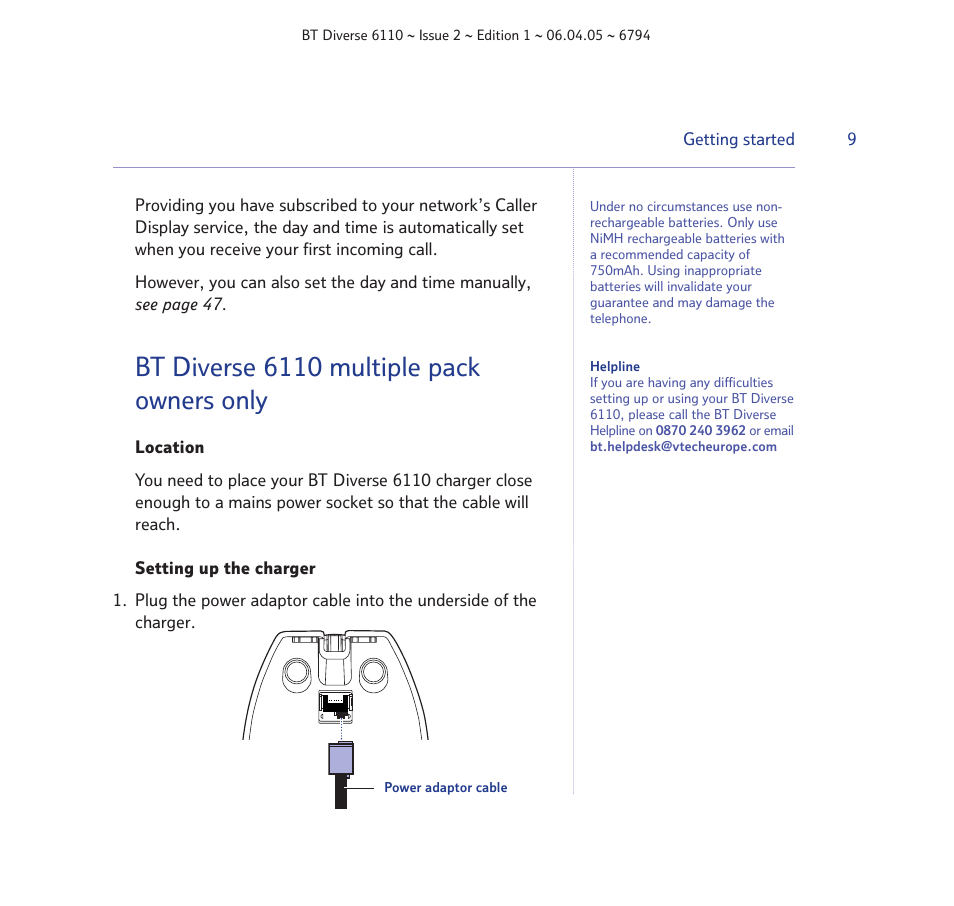 Bt diverse 6110 multiple pack owners only | BT Diverse 6110 User Manual | Page 9 / 74