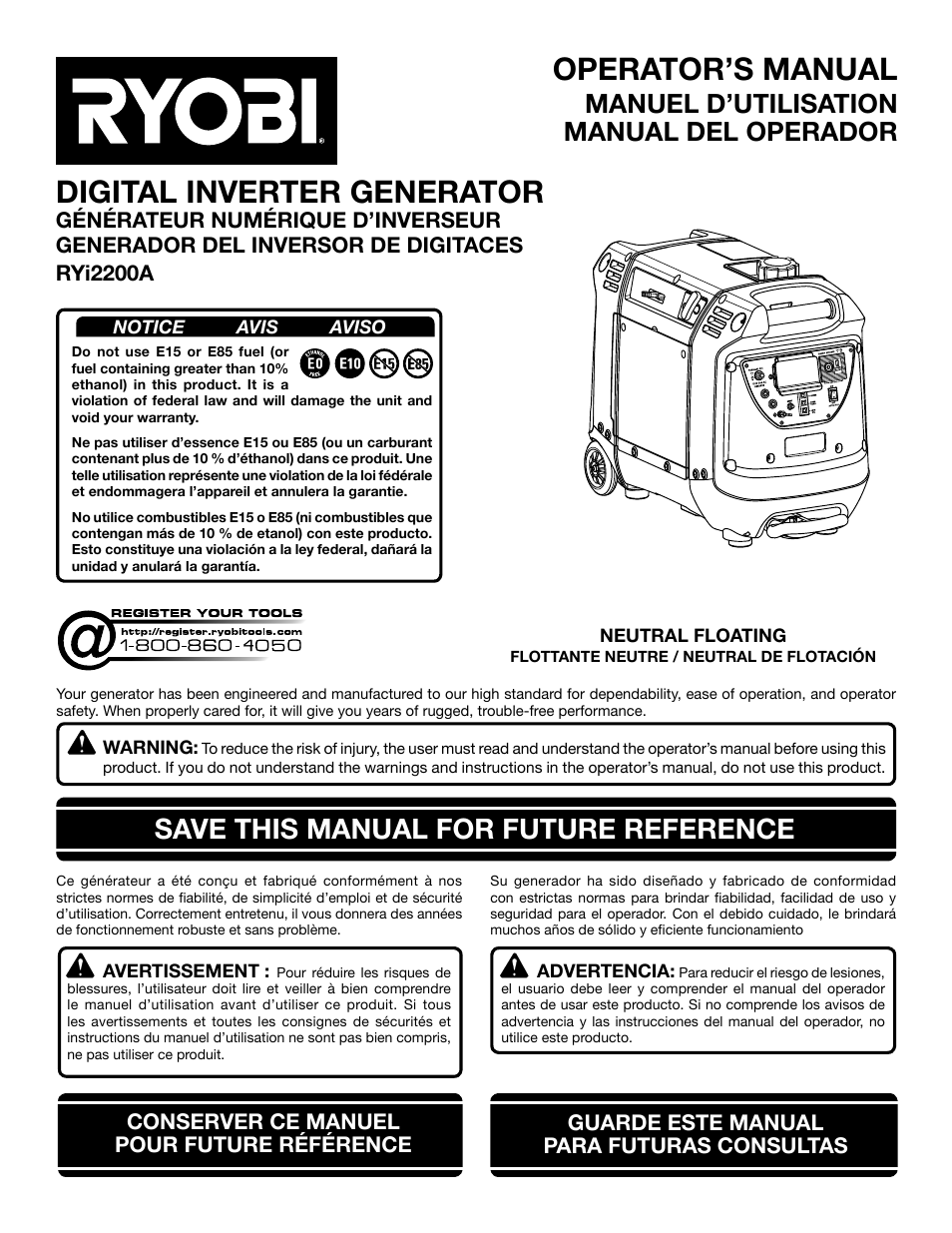 Ryobi RYI2200G User Manual | 64 pages