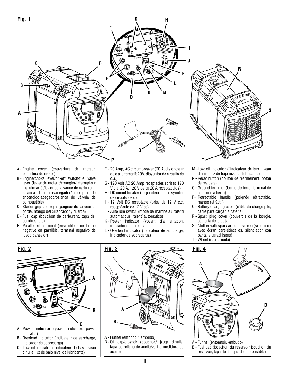 Fig. 1, Fig. 4 fig. 2 fig. 3 | Ryobi RYI2200G User Manual | Page 3 / 64