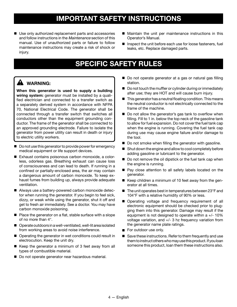 Ryobi RYI2200G User Manual | Page 8 / 64