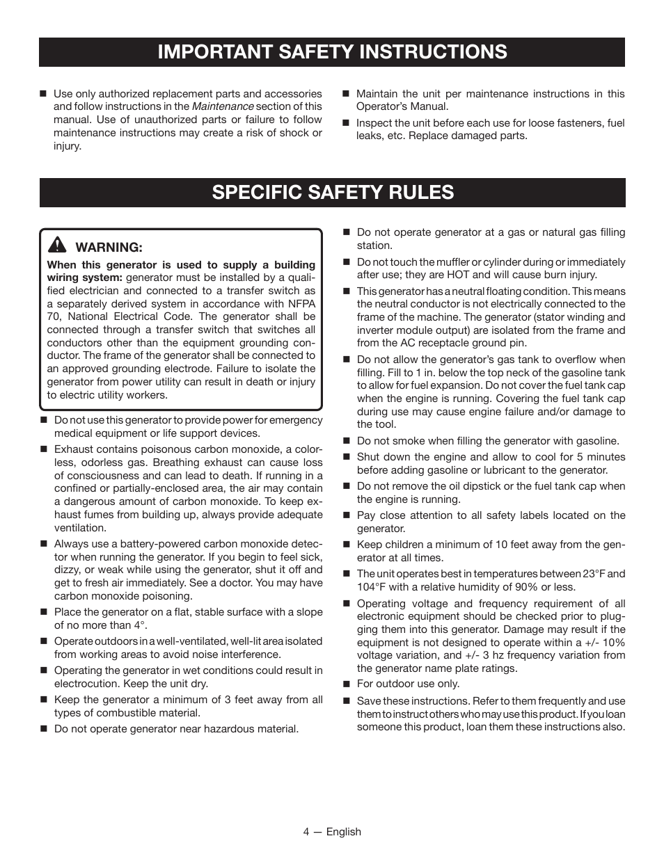 Ryobi RYI2200H User Manual | Page 8 / 72