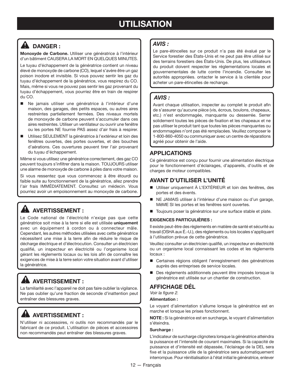 Utilisation | Ryobi RYI1000 User Manual | Page 36 / 68