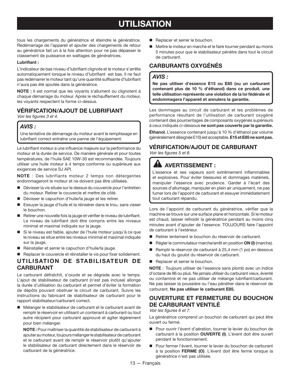 Utilisation | Ryobi RYI1000 User Manual | Page 37 / 68