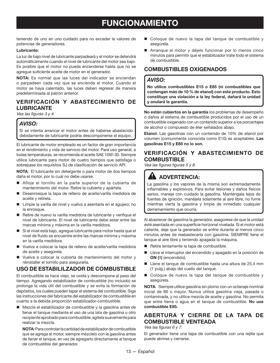 Funcionamiento | Ryobi RYI1000 User Manual | Page 57 / 68