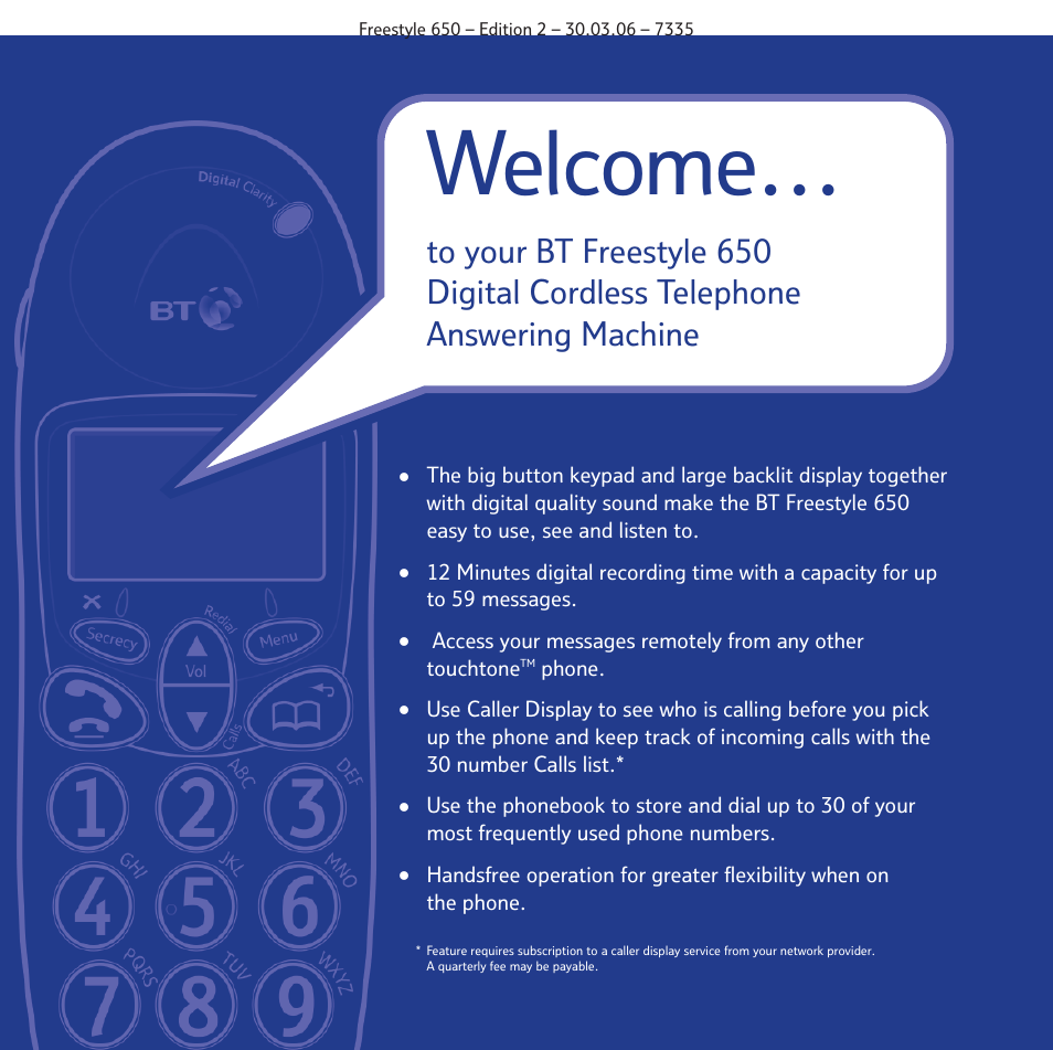 Welcome | BT Freestyle 650 User Manual | Page 2 / 68