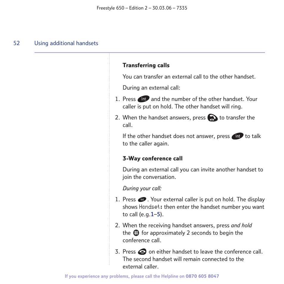 BT Freestyle 650 User Manual | Page 52 / 68