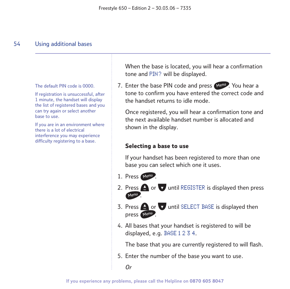 BT Freestyle 650 User Manual | Page 54 / 68