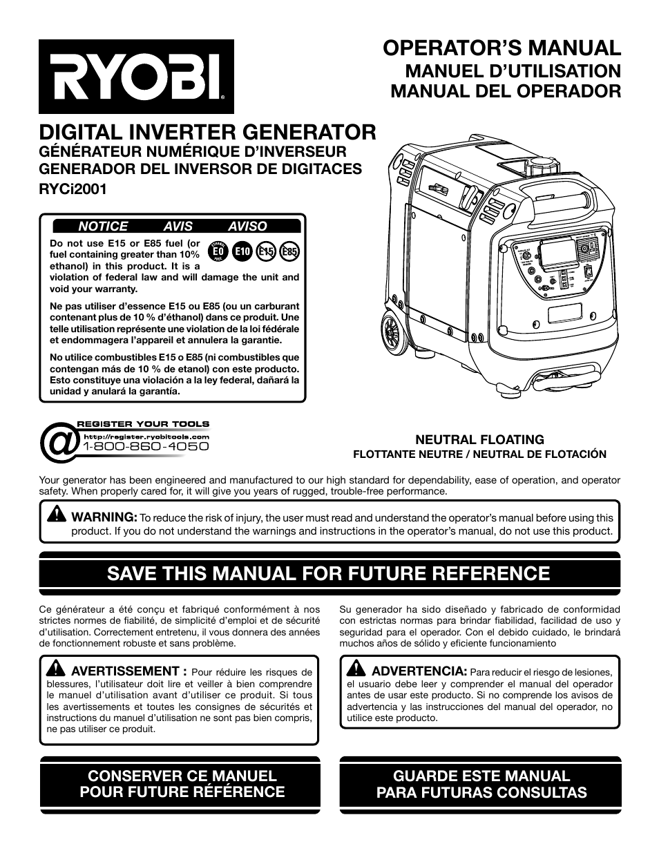 Ryobi RYCI2001 User Manual | 64 pages