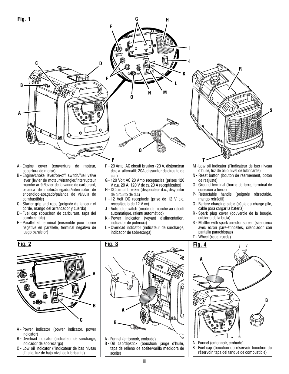 Fig. 1, Fig. 4 fig. 2 fig. 3 | Ryobi RYCI2001 User Manual | Page 3 / 64