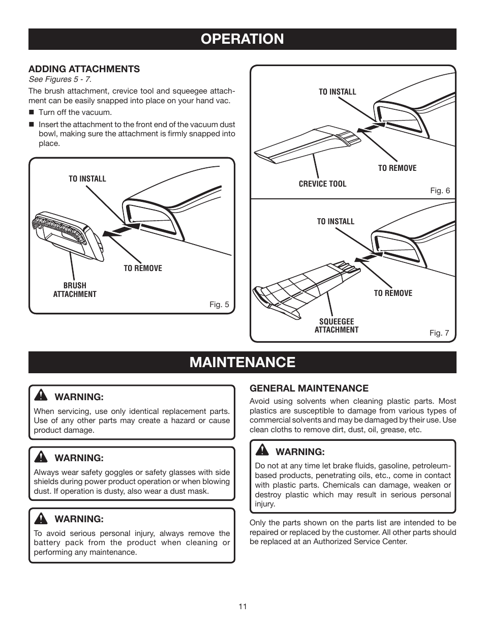 Operation, Maintenance | Ryobi P710 User Manual | Page 11 / 44