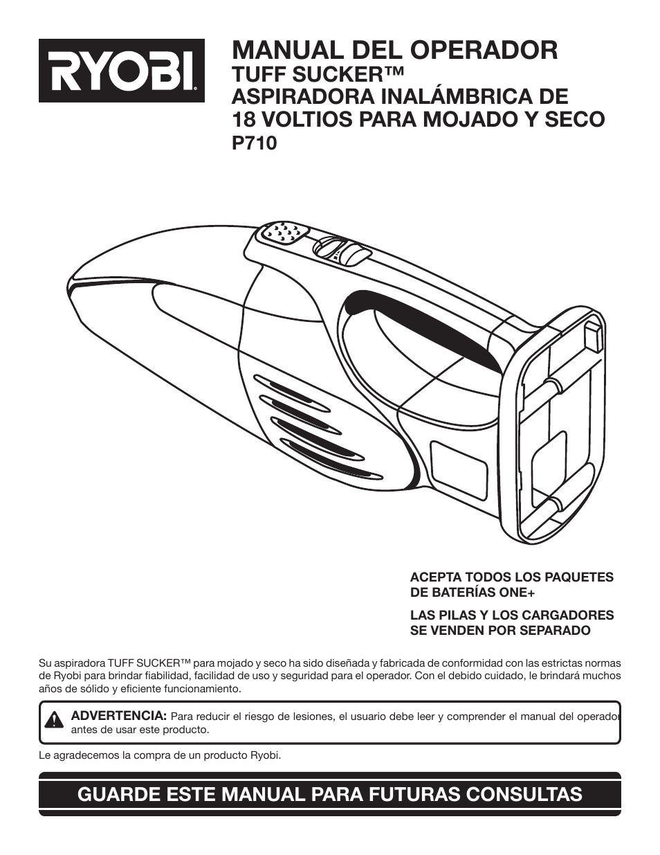 Manual del operador, Guarde este manual para futuras consultas, P710 | Ryobi P710 User Manual | Page 29 / 44