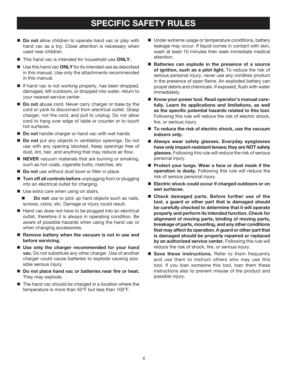 Specific safety rules | Ryobi P710 User Manual | Page 4 / 44