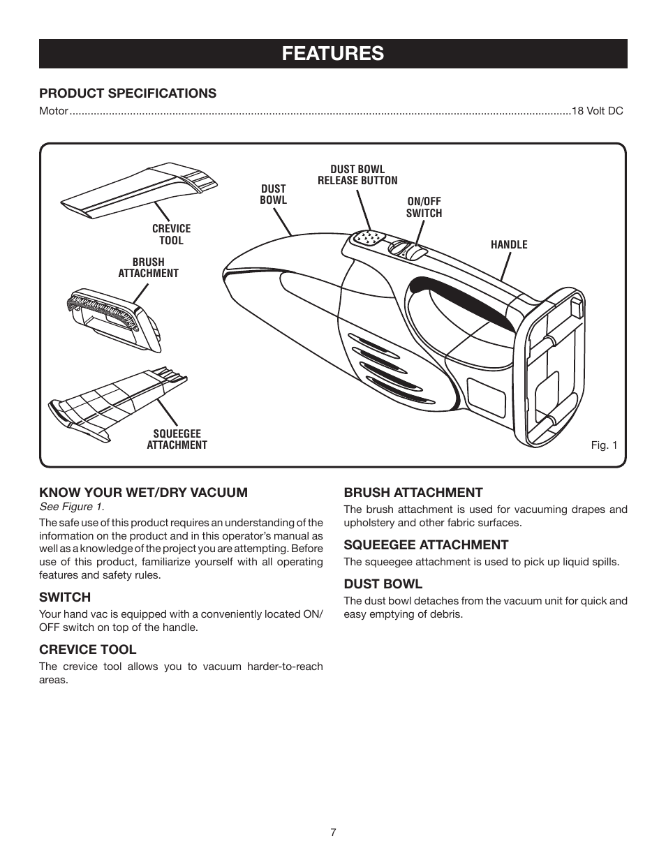 Features | Ryobi P710 User Manual | Page 7 / 44