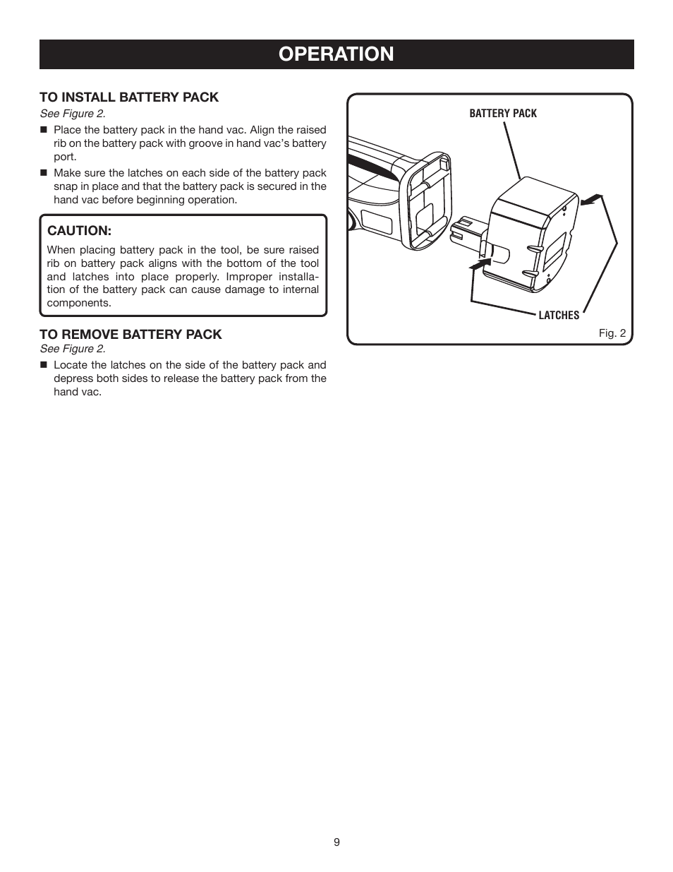 Operation | Ryobi P710 User Manual | Page 9 / 44