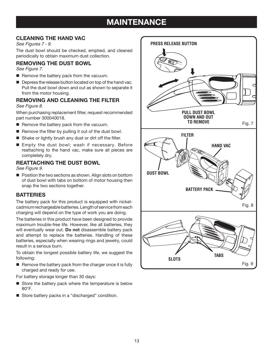 Maintenance | Ryobi P711 User Manual | Page 13 / 14