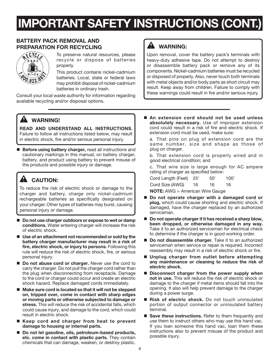 Important safety instructions (cont.) | Ryobi P711 User Manual | Page 4 / 14