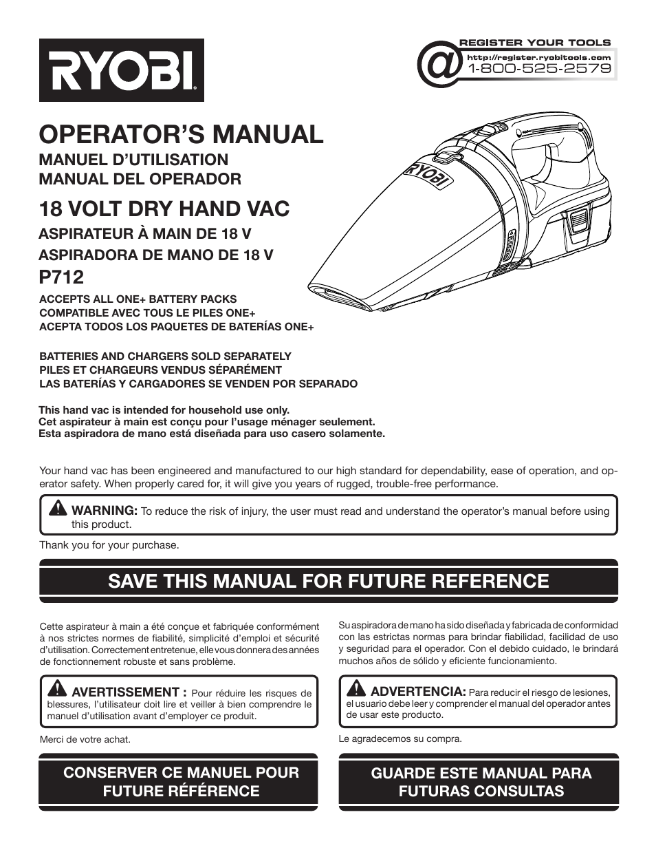 Ryobi P712 User Manual | 20 pages