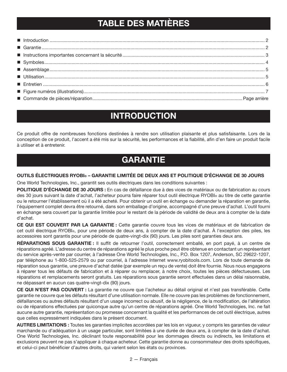 Ryobi P712 User Manual | Page 7 / 20