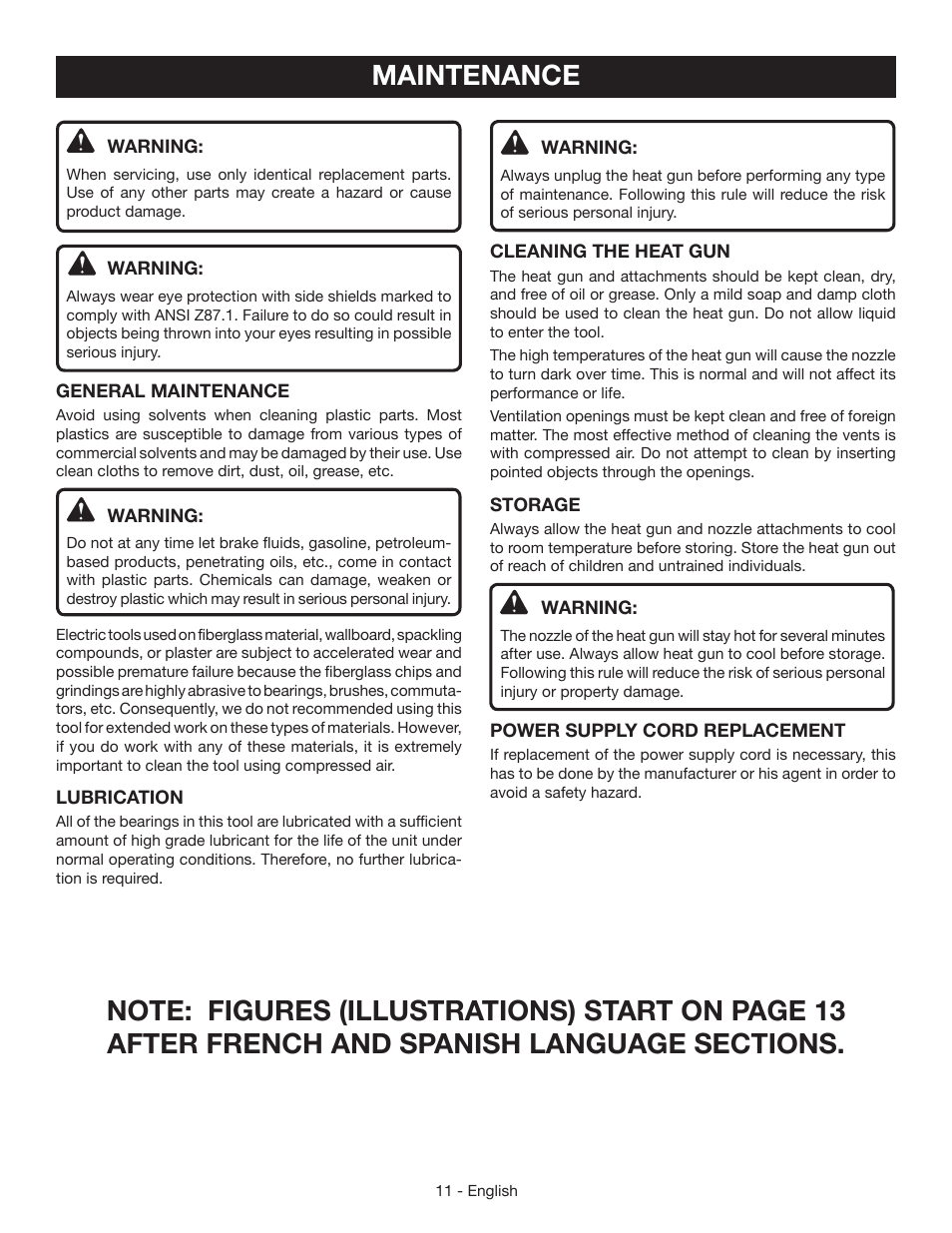 Maintenance | Ryobi HG500QP User Manual | Page 11 / 36