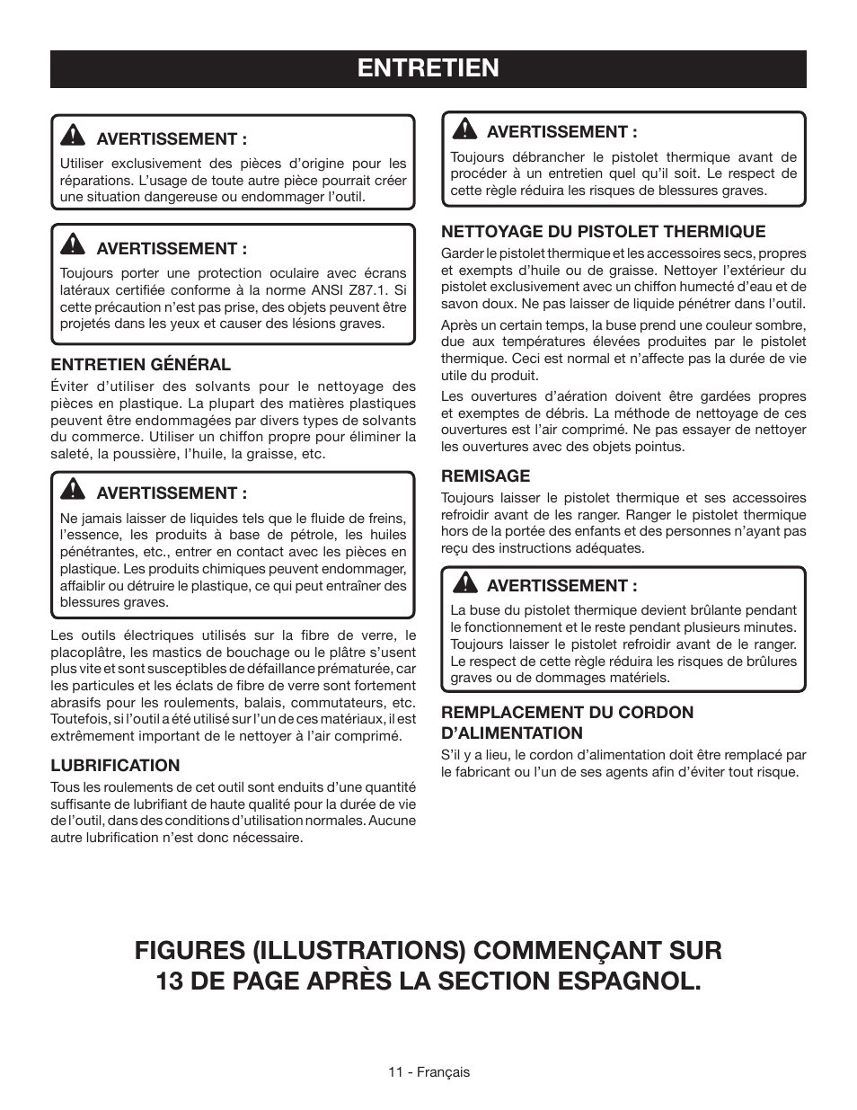 Entretien | Ryobi HG500QP User Manual | Page 22 / 36