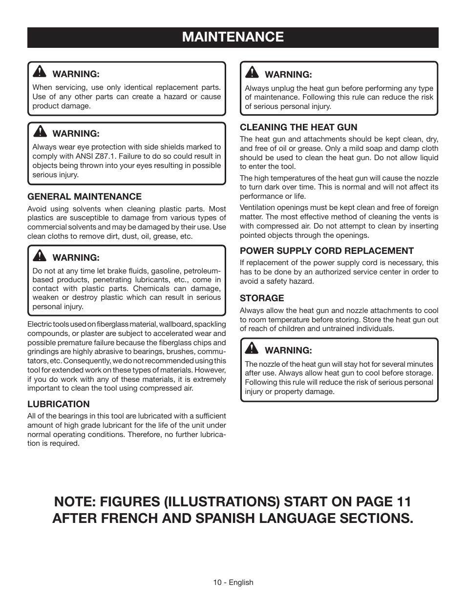 Maintenance | Ryobi HG600 User Manual | Page 10 / 32