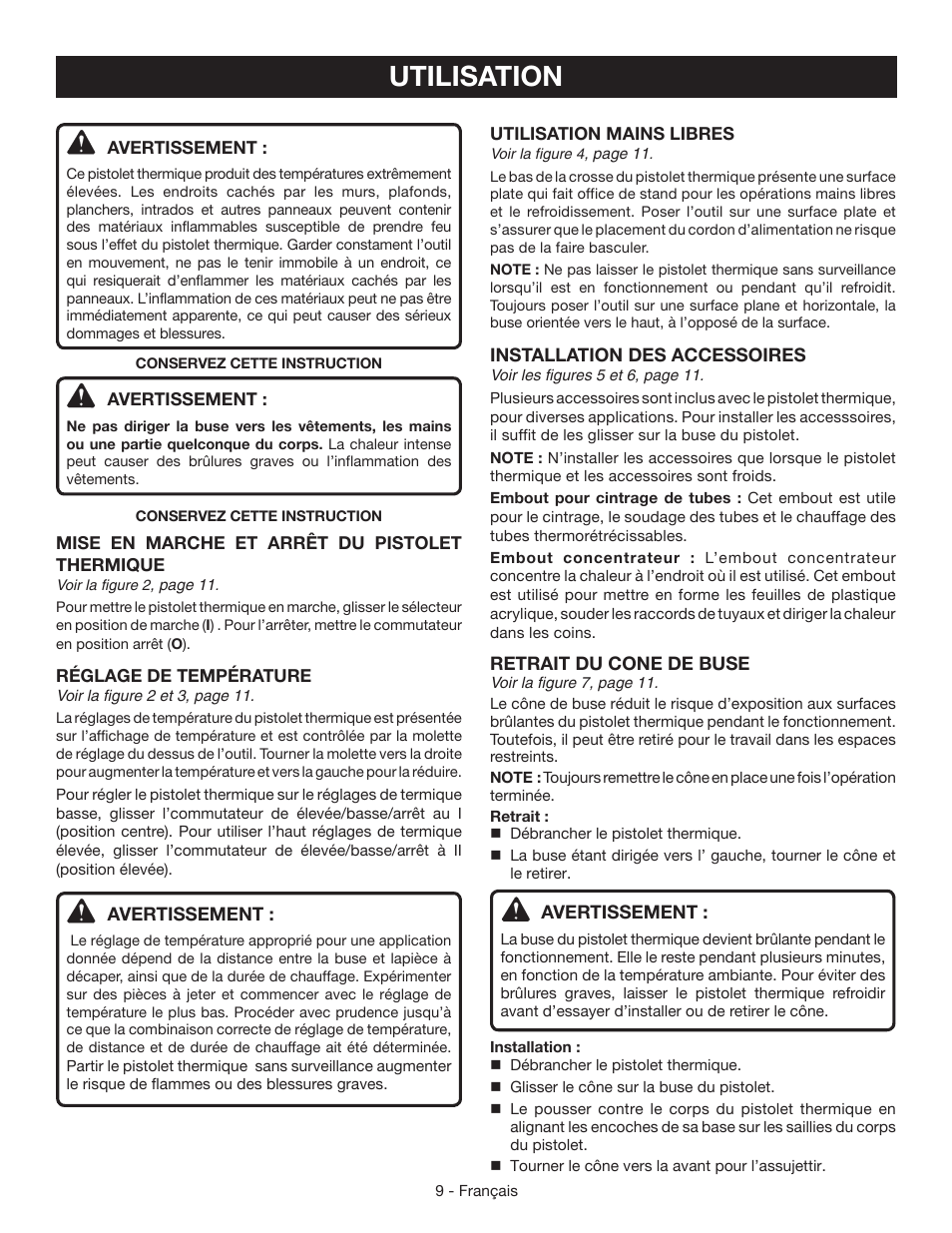 Utilisation | Ryobi HG600 User Manual | Page 18 / 32