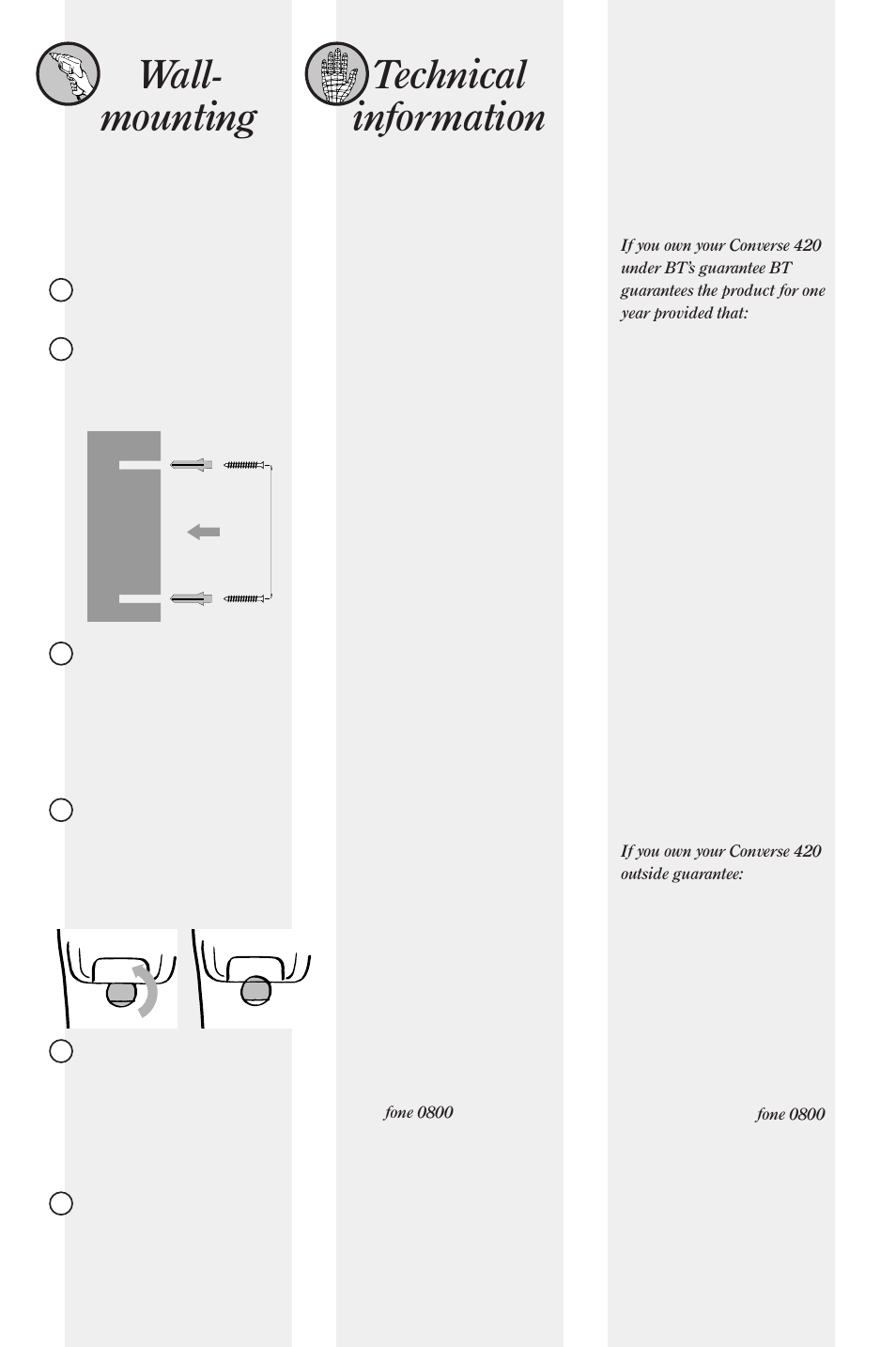 Wall- mounting, Technical information | BT 420 User Manual | Page 10 / 11