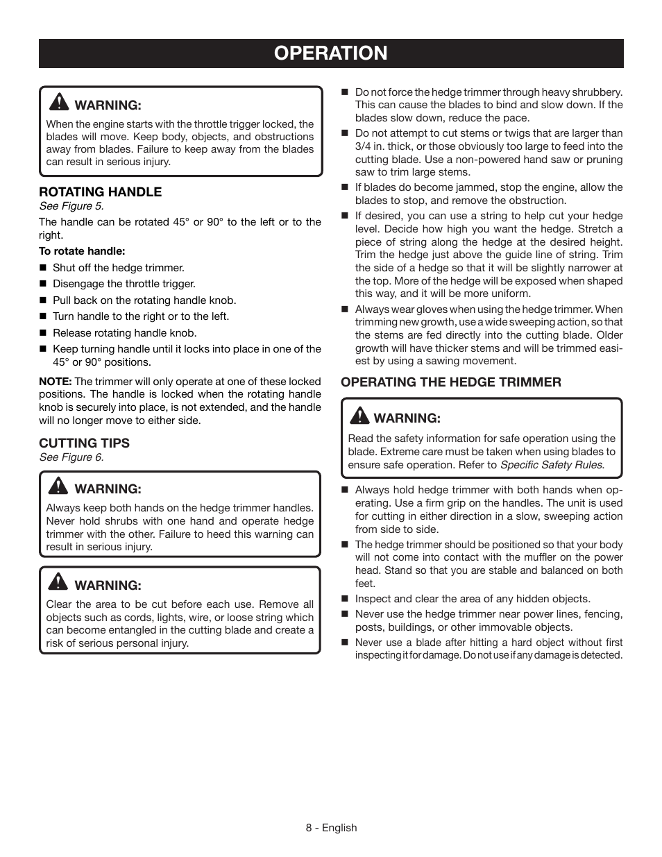 Operation | Ryobi RY39500 User Manual | Page 10 / 42