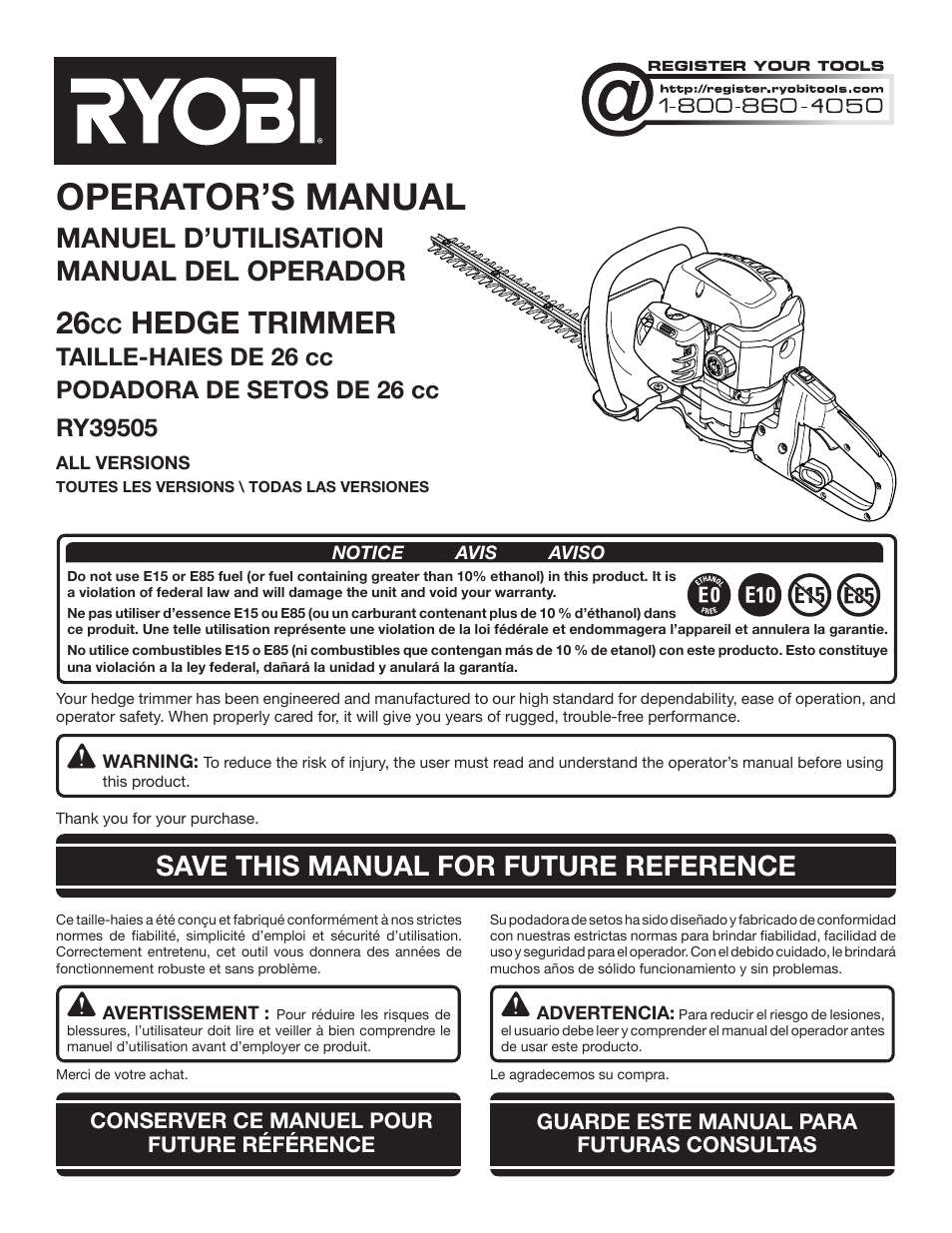 Ryobi RY39505 User Manual | 42 pages