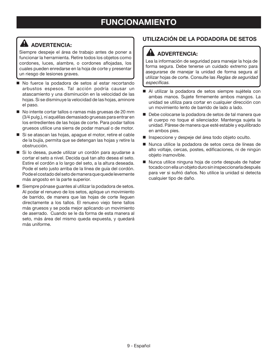 Funcionamiento | Ryobi RY39505 User Manual | Page 35 / 42