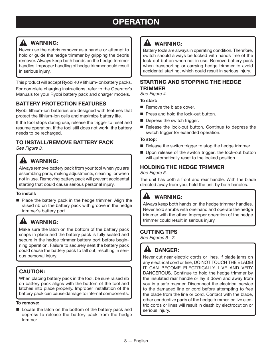 Operation | Ryobi RY40600 User Manual | Page 10 / 34