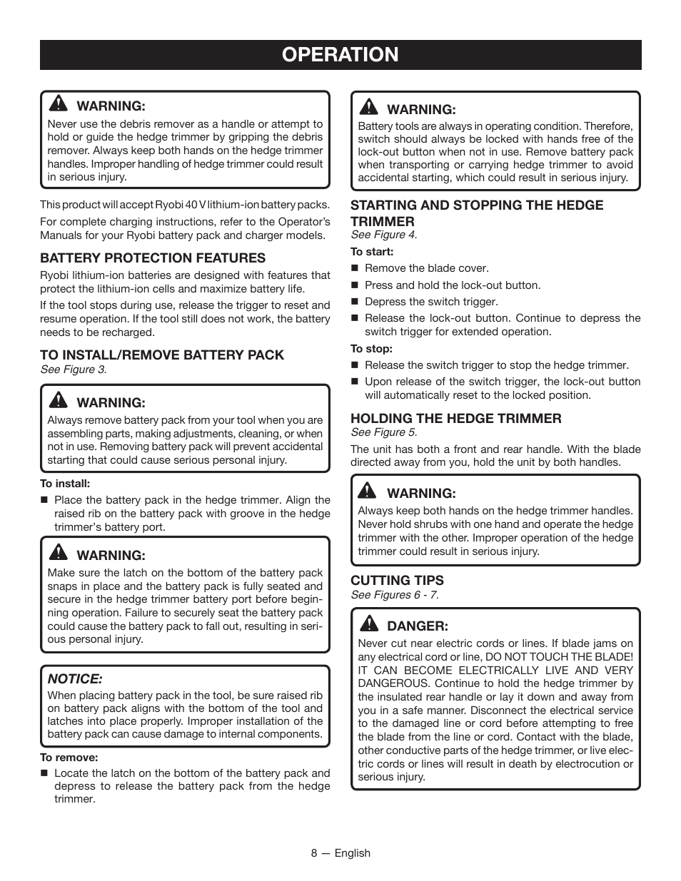 Operation | Ryobi RY40601 User Manual | Page 10 / 34