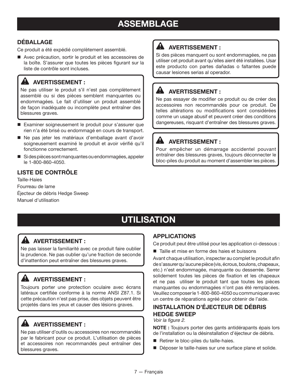 Assemblage, Utilisation | Ryobi RY40601 User Manual | Page 18 / 34