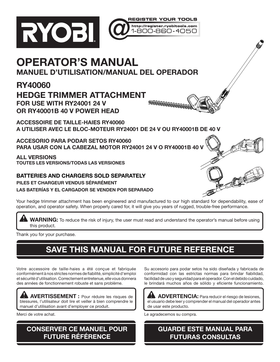 Ryobi RY40060 User Manual | 40 pages