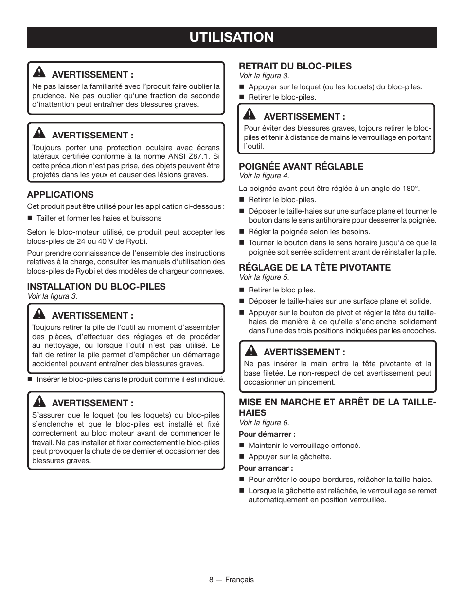 Utilisation | Ryobi RY40060 User Manual | Page 23 / 40