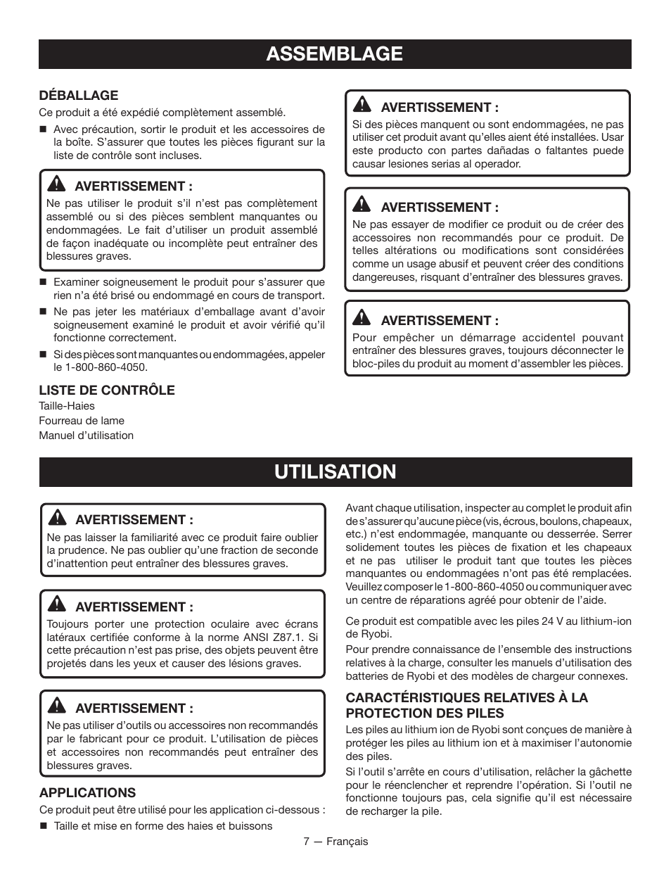 Assemblage, Utilisation | Ryobi RY24602 User Manual | Page 18 / 34