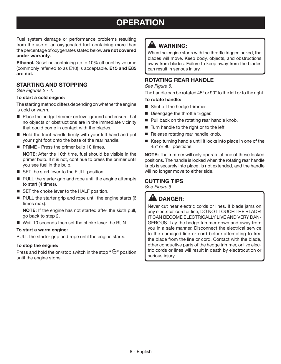 Operation | Ryobi RY39506 User Manual | Page 10 / 42