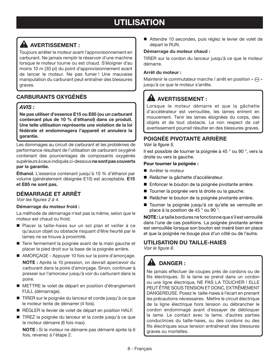 Utilisation | Ryobi RY39506 User Manual | Page 23 / 42
